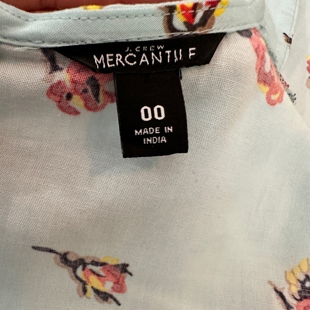 J.Crew Mercantile Faux Wrap Mini Dress – Blue Floral Print – Size 00 - Picture 11 of 16